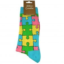 Colourful Jigsaw Cotton Rich Socks