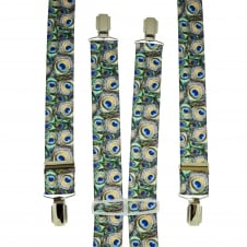 Colourful Peacock Feathers Patterned Men's Trouser Braces
