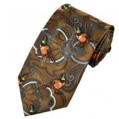 Colourful Pheasants Silk Novelty Tie