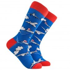 Concorde Supersonic Plane Royal Blue Combed Cotton Rich Socks