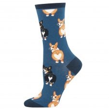 "Corgi Butt" Blue Corgi Dogs Luxury Ladies Socks