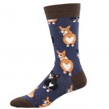 "Corgi Butt" Blue Corgi Dogs Luxury Men's Socks