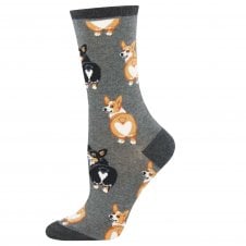 "Corgi Butt" Charcoal Grey Corgi Dogs Luxury Ladies Socks