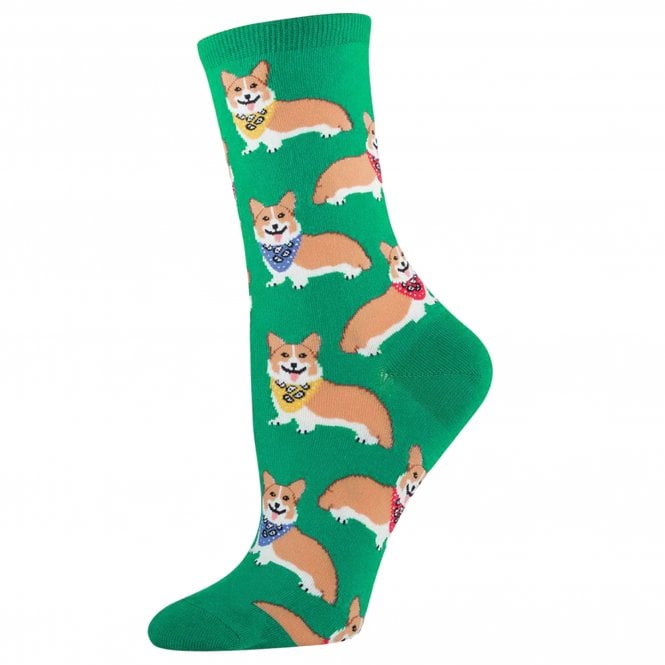 Corgi Dog Emerald Green Luxury Ladies Socks