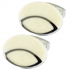Cream & Silver Oval Fashion Cufflinks