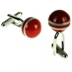 Cricket Ball Novelty Cufflinks - Red