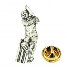 Cricket Player Pewter Lapel Pin Badge