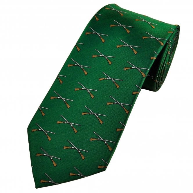 Crossed Shotguns Green Men's Luxury Novelty Tie
