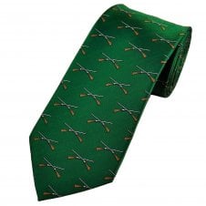 Crossed Shotguns Green Men's Luxury Novelty Tie