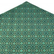 Cyan Green, Navy Blue & Beige Circle Motif Pattern Pocket Square Handkerchief