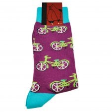 Cycling Themed Bicycles Plum Men's Novelty Socks
