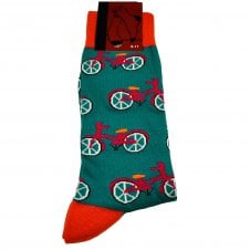 Cycling Themed Bicycles Teal Green Men's Novelty Socks