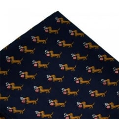 Dachshund Dog Navy Blue Pocket Square Handkerchief