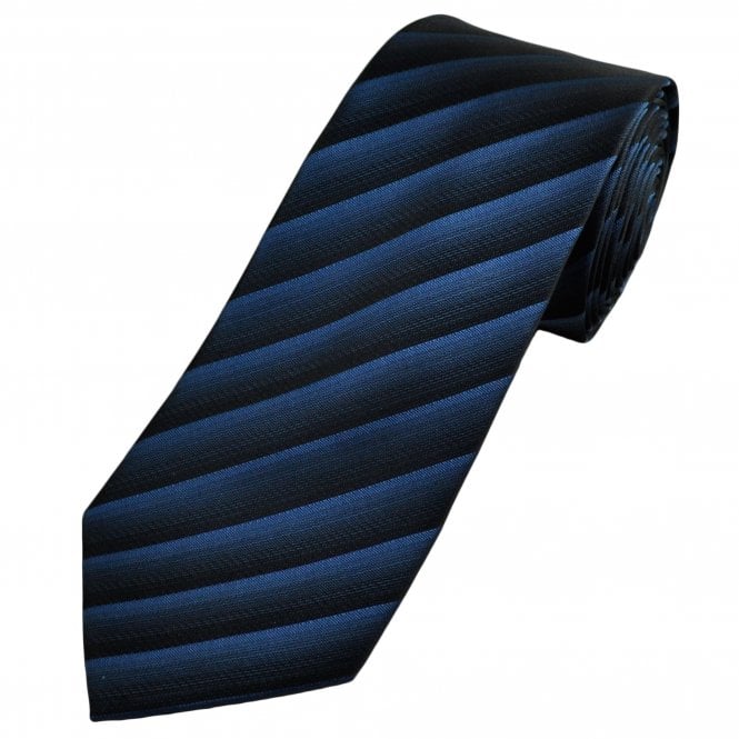 Dark Blue & Black Striped Men's Extra Long Tie