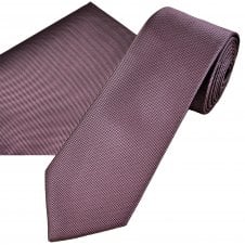 Dark Mauve & Black Micro Pattern Textured Men's Tie & Pocket Square Handkerchief Set