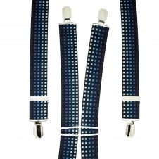 Dark Navy With Shades Of Blue Square Patterned Men's Trouser Braces