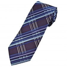 Dark Purple, Shades of Blue & White Tartan Patterned Men's Tie