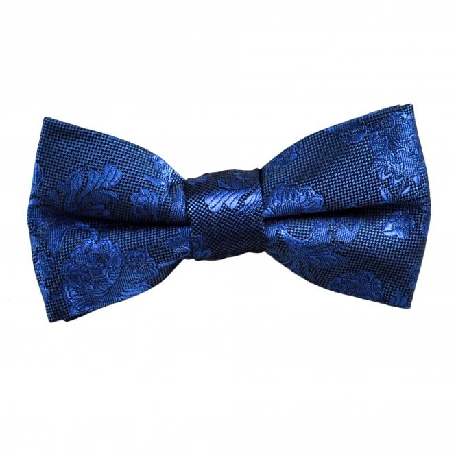 Dark Royal Blue Floral Pattern Boys Bow Tie