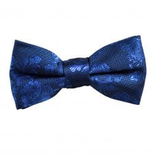 Dark Royal Blue Floral Pattern Boys Bow Tie
