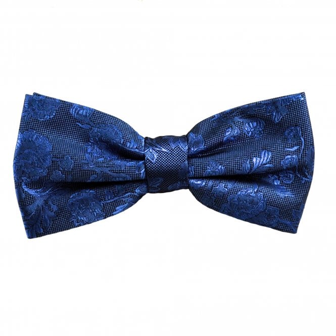 Dark Royal Blue Floral Pattern Men's Bow Tie
