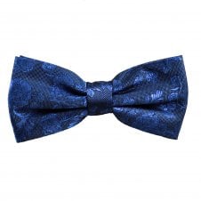 Dark Royal Blue Floral Pattern Men's Bow Tie