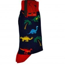 Dinosaurs Navy Blue Men's Novelty Socks