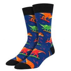 Dinosaurs on Skateboards Blue Luxury Men's Socks