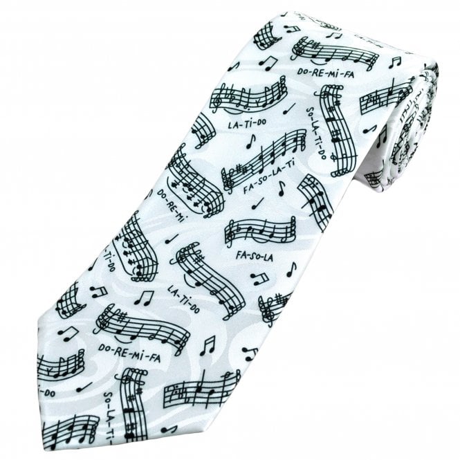 Do-Re-Mi-Fa-So-La-Ti-Do Classic Major Musical Scale White Men's Novelty Tie