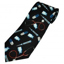 Doctor Stethoscope, Syringe & Pills Medical Supplies Men's Novelty Tie