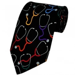 Doctor Stethoscopes Black Silk Novelty Tie
