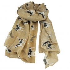 Dog Animal Print Gold Beige Lightweight Women's Shawl Scarf
