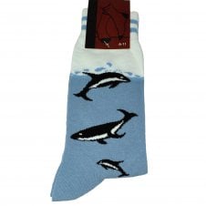 Dolphin & Whales Blue & White Men's Novelty Socks