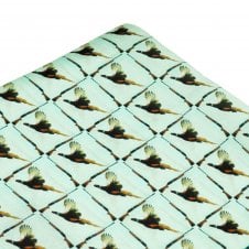 Duck Egg Blue Flying Pheasants Silk Pocket Square Handkerchief