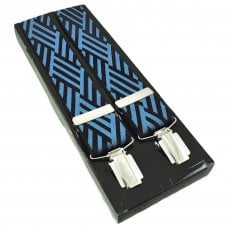 Dusky Blue & Black Patterned Luxury Men's Trouser Braces