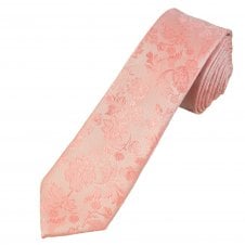 Dusky Pink Floral Pattern Men's Skinny Tie