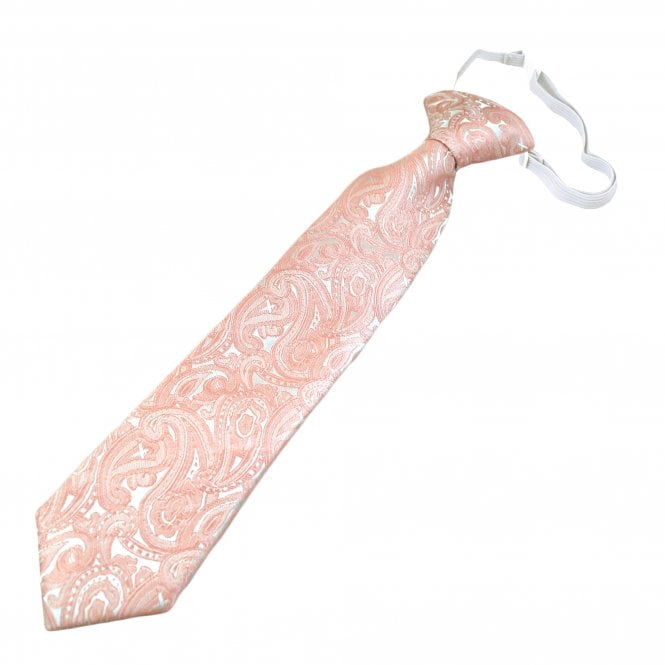 Dusky Pink Paisley Pattern Boys Tie on Elastic - 6 Months to 4 Years