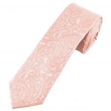 Dusky Pink Paisley Pattern Men's Skinny Tie