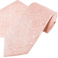 Dusky Pink Paisley Pattern Men's Tie & Pocket Square Handkerchief Set