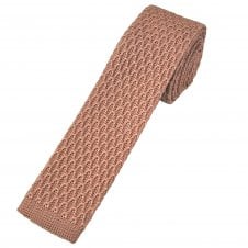 Dusky Pink Textured Patterned Men's Skinny Knitted Tie