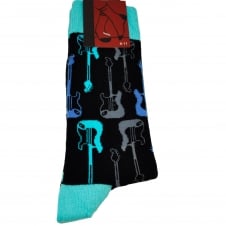 Electric Guitars Black, Blue & Grey Men's Novelty Socks