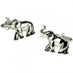 Elephant Rhodium Plated Cufflinks