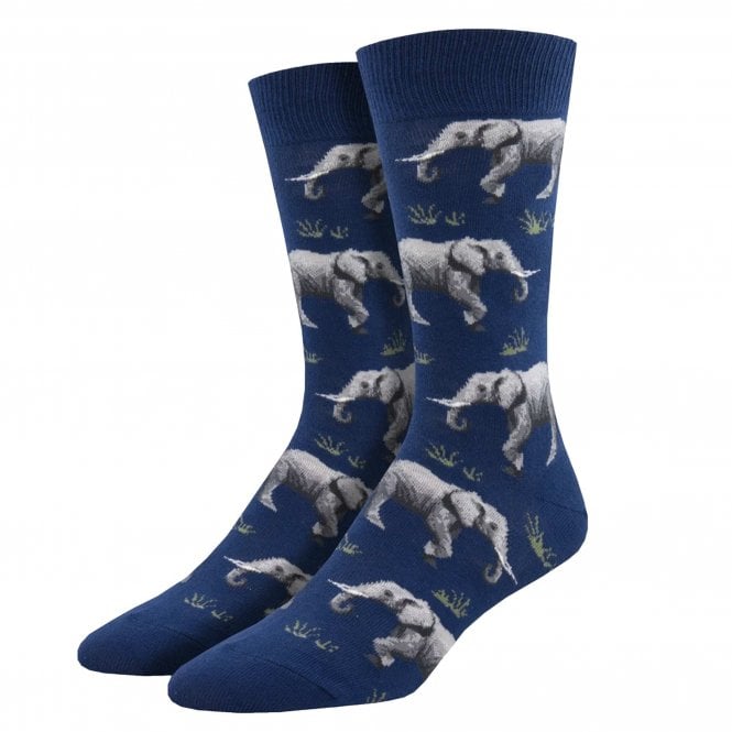 Elephants Blue Luxury Men's Socks