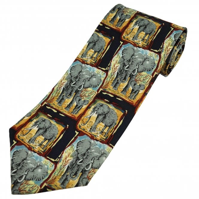 Elephants & Calf in Frames Men's Novelty Tie