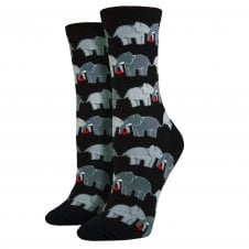 Elephants & Hearts Black Luxury Ladies Socks