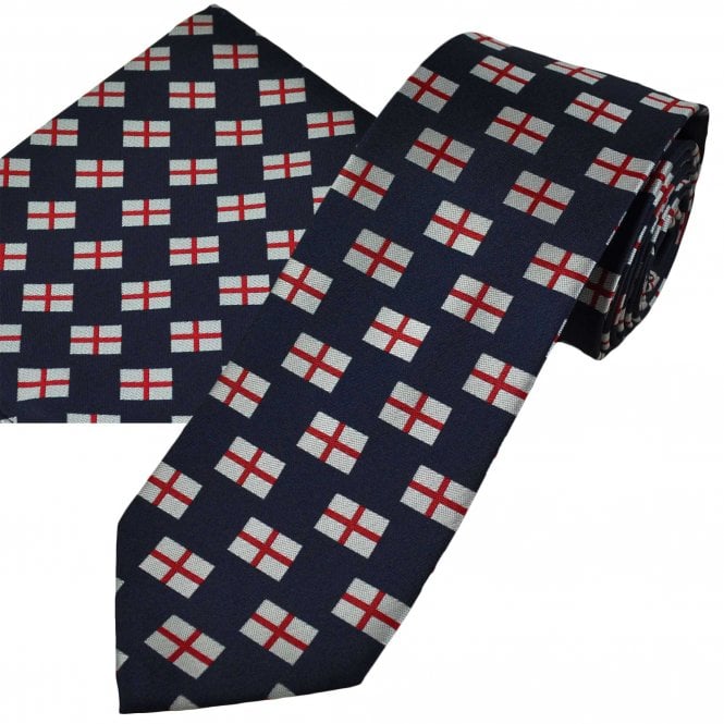 England Flag Saint George's Cross Men's Tie & Pocket Square Handkerchief Set