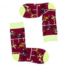 "First Past The Post" Horse Racing Burgundy Combed Cotton Rich Socks