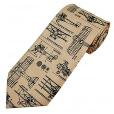 First World War Planes Beige Men's Tie