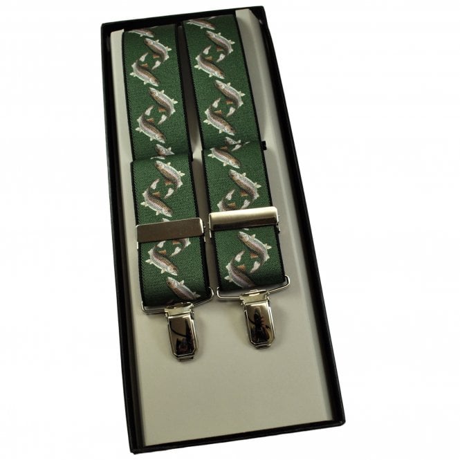 Fish Fishing Themed Green Luxury Men's Trouser Braces