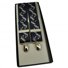 Fish Fishing Themed Navy Blue Luxury Men's Trouser Braces