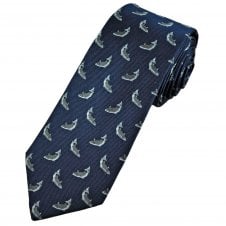 Fish, Salmon Navy Blue Silk Men's Tie
